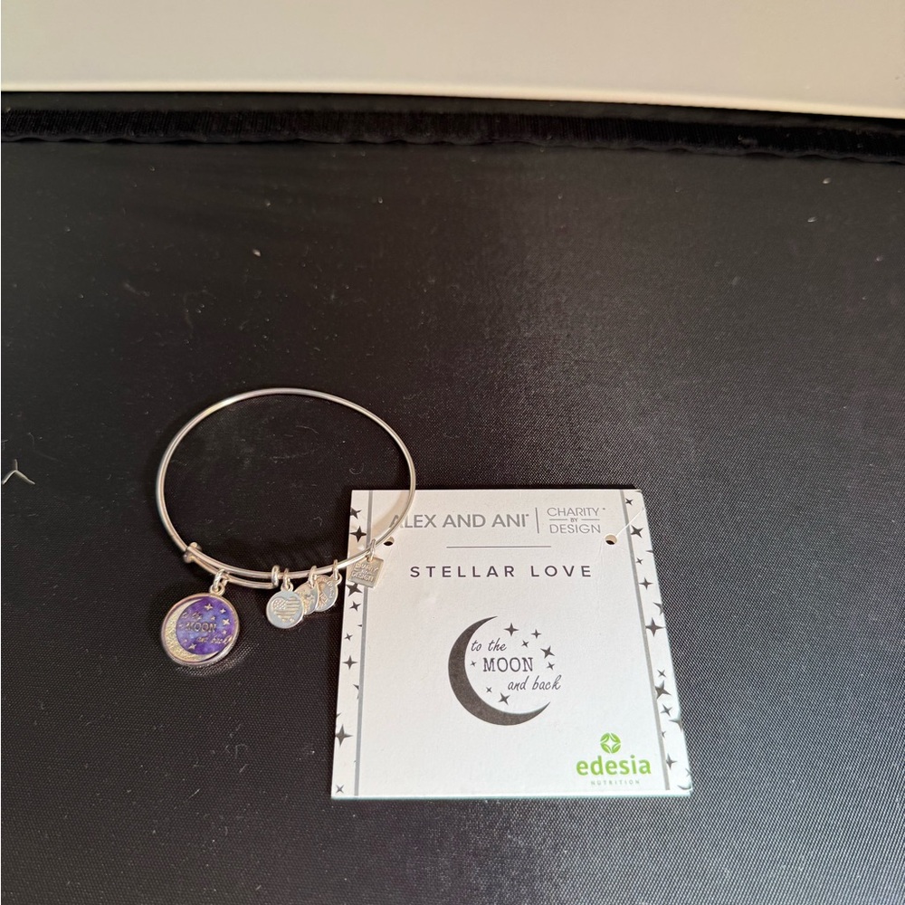 Alex and Ani Silver and blue “Love to the moon and Back” Charm Bracelet - Picture 2 of 2